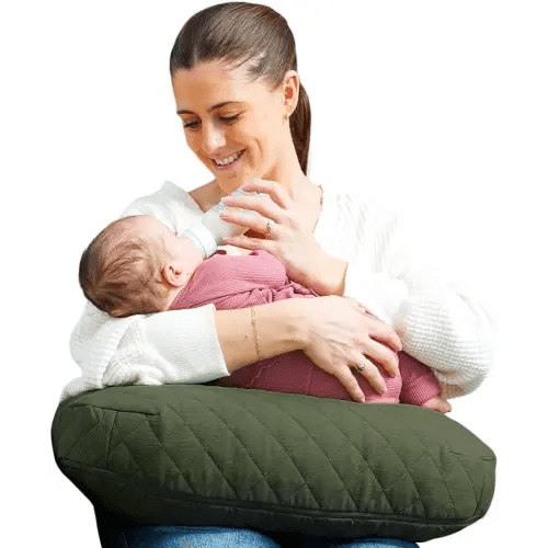 Boppy Nursing Pillow - Ergonomic Bottle & Breastfeeding Pillow with High, Firm, Large Area, Water-Repellent Cushion with Washable Cover; Baby Safety Alliance Verified - Quilted Moss