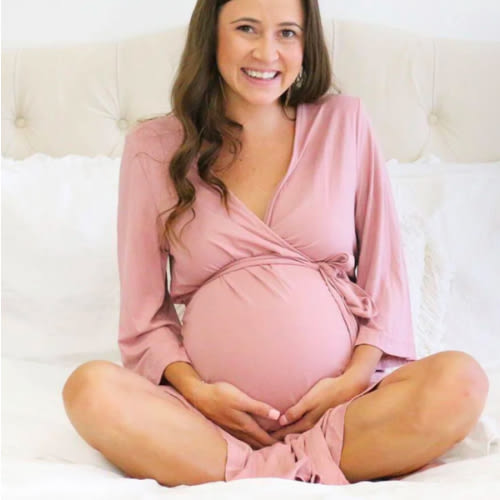 Solid Mauve Bamboo Knit Maternity Robe