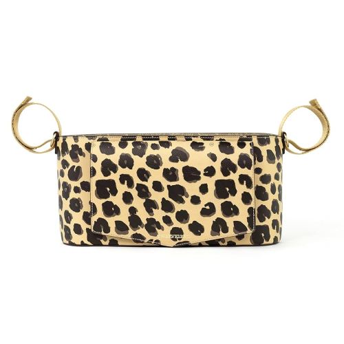 TWELVElittle Stroller Organizer Peek A Boo Stroller Caddy with Baby Wipes Case in Vegan Leather, Leopard