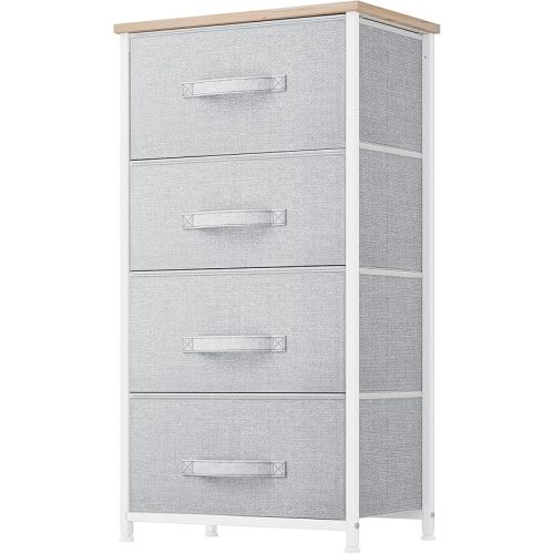 DWVO 4 Drawers Dresser, Dresser for Bedroom, Fabric Storage Tower, Chest of Drawers, Organizer Unit for Closets, Living Room