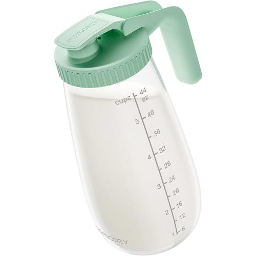 Momcozy Glass Breast Milk Pitcher, Formula Breastmilk Storage Container, Heat & Cold Resistant, No Leak Pitcher for Breastmilk with Wide Mouth, Fast Baby Formula Maker, 48OZ, 1 Count