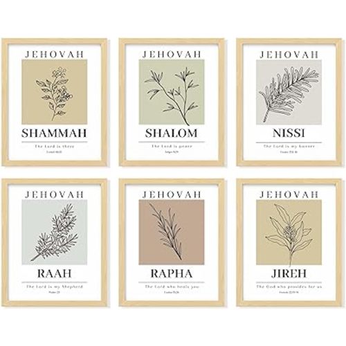 97 Decor Hebrew Names of God Poster - Minimalist Christian Wall Art Decor, Scripture Art Prints, Bible Verse Posters, Jehovah Jireh Rapha Shalom Shammah Raah Nissi Christian Artwork (8x10 UNFRAMED)