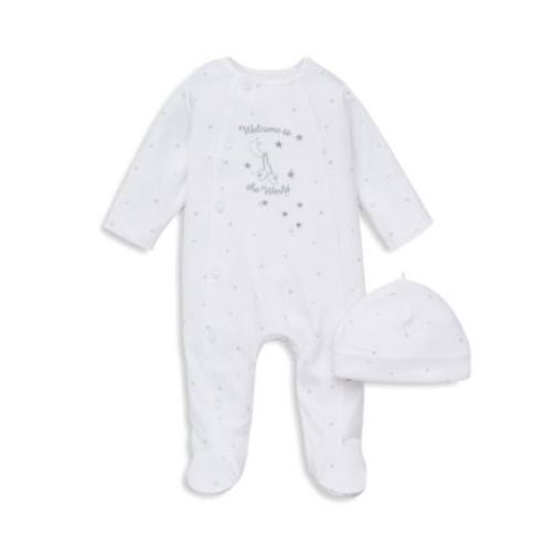 NEWBORN Welcome to the World Footie & Hat set