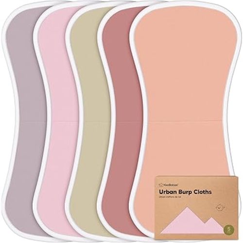 Organic Burp Cloths for Baby Boys and Girls - 5-Pack Super Absorbent Burping Cloth, Burp Clothes, Soft & Plush, Newborn Milk Spit Up Rags, Burpy Cloth Bib for Unisex, Burping Rags(Muted Pastel)