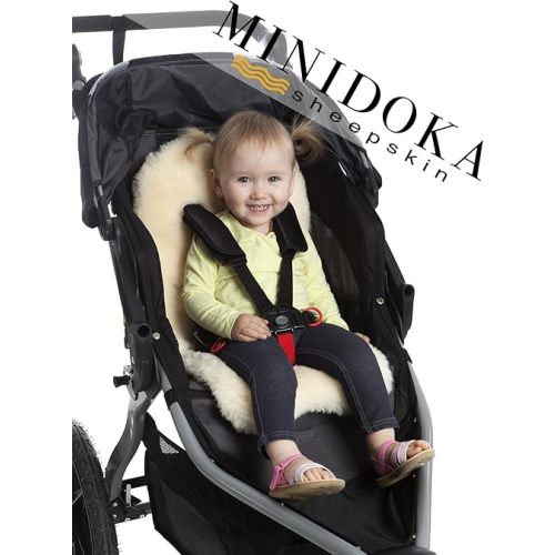 Desert Breeze Distributing Sheepskin Stroller Liner Insert - Stroller Mat for Seat Support - Baby Sheepskin Rug for Pushchair - Silky Soft Baby Cooling Mat for Travel in Summer or Winter Season