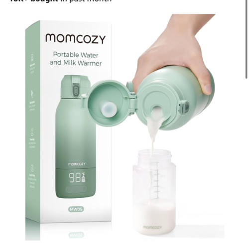 Momcozy Portable Milk Warmer for Travel – Dual Heating Modes for Breast Milk & Water, Portable Bottle Warmer with Fast Heating & Long Battery Life, 17 Ounces Large Capacity to Meet Your All-Day Needs