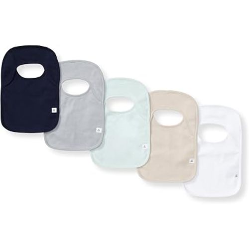 Burt’s Bees Baby Unisex Baby Bibs, Lap-Shoulder Drool Cloths, 100% Organic Cotton with Absorbent Terry Towel Backing Bibs | A newborn essential must have for baby registry featuring lap-shoulder burp cloth for teething babies