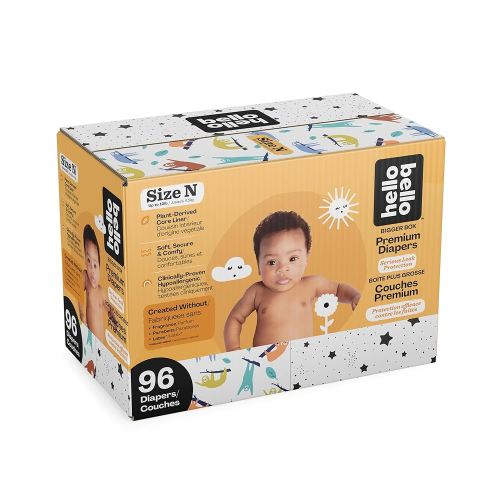 Hello Bello Diapers, Size Newborn (NB, Up to 10 lbs), 96 Count of Premium Disposable Baby Diapers in Umbrella and Koala Kids Designs, Hypoallergenic with Soft, Cloth-Like Feel