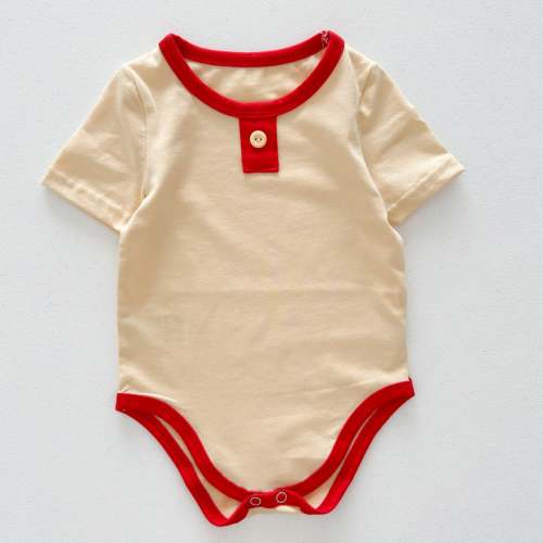 Baby SS25 Contrast Hem Short Sleeve Romper (0-12m) - Butter Yellow | AT NOON STORE