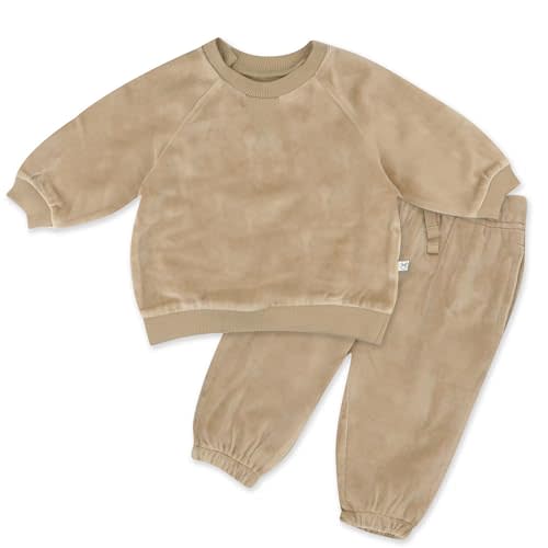 HONESTBABY Velour Pullover Hoodie and Zip Front Sweatshirt and Jogger Sweatpants Set