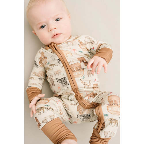 Noah’s Ark Bamboo Zipper PJ’s – Little Buffalo Creek Co.