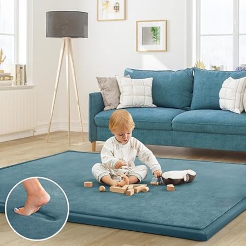 Baby Play Mat for Floor Nursery Rug Muscle Mat Area Rug Playroom Rug 39x59" Memory Foam 1.3" Thick Crawling Mat for Babies,Toddlers, Infants, Kids,Floor Mat(Green)