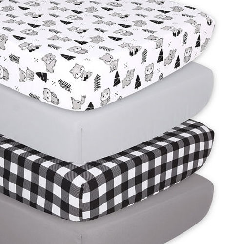 The Peanutshell Fitted Crib Sheets - Woodland Animal and Buffalo Plaid — buybuy BABY