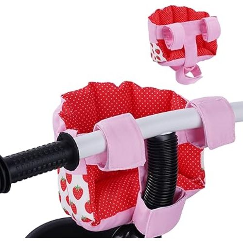 BABESIDE Doll Bike Seat for 12 Inch Dolls, Strawberry Doll Carrier for Kids Bike and Scooter, Baby Doll Accessories for Outdoor Play, Doll Car Seat Gift for Girls Age 3+