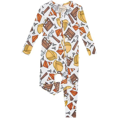 Posh Peanut Convertible Baby Sleepers - Footless Baby Pajamas with 2 Way Zipper for Easy Diaper Changes (9-12 Months) Construction Time