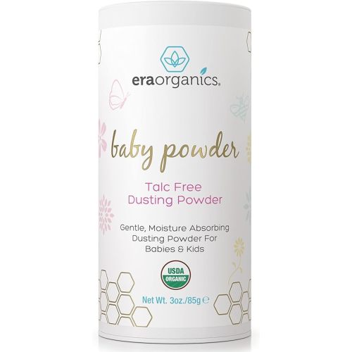 USDA Organic Baby Powder Talc-Free Dusting Powder - Soothing Organic Arrowroot, Calendula and Cornstarch Baby Powder for Newborn, Babies and Toddlers - Made in USA - 3oz/85g
