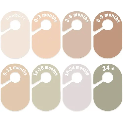 Baby Closet Divider, Baby Wardrobe Organizer, Double-Sided Design, Nursery Decor Clothes Hanger Dividers for Sorting 8 Sizes from Newborn to 12+ Months (Earth stone)