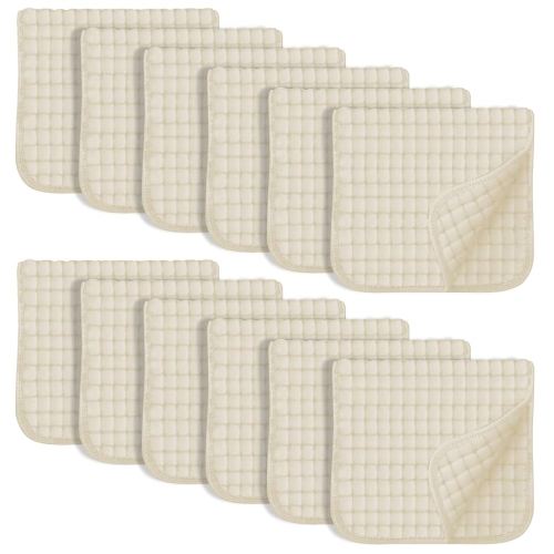 SWEET DOLPHIN 12 Pack Muslin Burp Cloths Large 100% Cotton Hand Washcloths for Baby - Baby Essentials Extra Absorbent and Soft Boys & Girls Milk Spit Up Rags for Newborn Registry - Ivory, 20" X10"