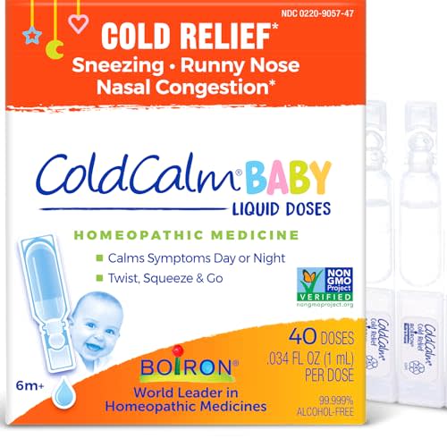 Boiron ColdCalm Baby 40 Count Bundle - Single-Use Drops for Relief from Cold Symptoms of Sneezing, Runny Nose, and Nasal Congestion - Sterile, Non-Drowsy Calm (8 Packets with 5 Liquid Doses)