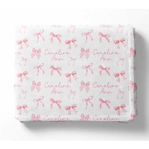 Baby Girl Name Blanket - Girl Stretchy Swaddle Blanket - Baby Girl Bow Nursery - Personalized Girl Blanket - Monogram Girl Blanket