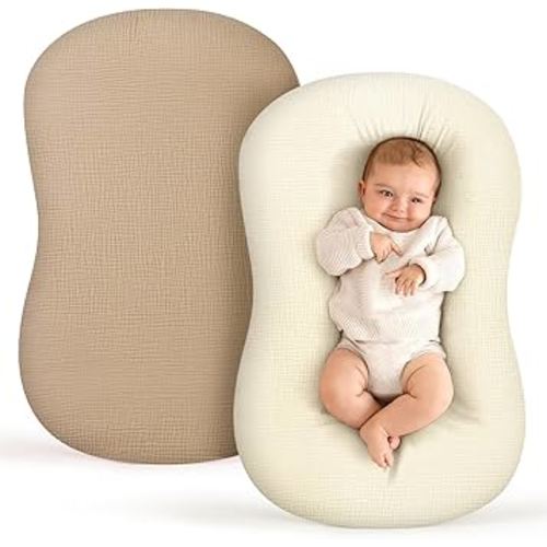 Termichy Baby Lounger Covers for Newborns: Muslin Lounger Pillow Covers Fit for Snuggle Me for Cozy Naps at Home or On The Go – Must Have Baby Nest Lounger Sheets for Toddler Girl Boy 0-12 Months