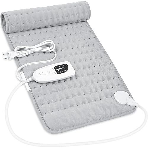 Electric Heating Pads,Heating Pads for Back,Shoulder,Hot Pad for Neck and Arms,Abdomen,Moist Heated Pad for Legs and Knee,Auto Shut Off(Light Gray, 24''×12'')