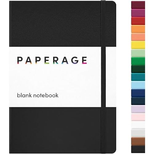 PAPERAGE Blank Notebook, (Black)