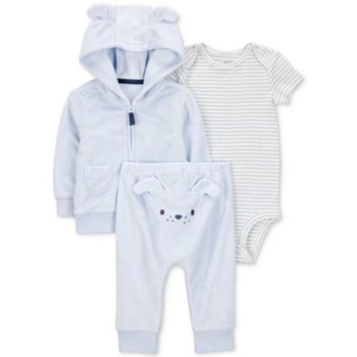 Baby Boys Dog Little Hooded Cardigan, Bodysuit & Pants, 3 Piece Set