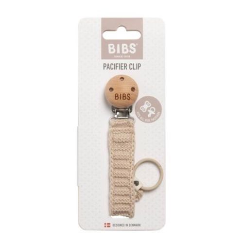 Bibs Knitted Pacifier Clip Newborn And Up - Ivory