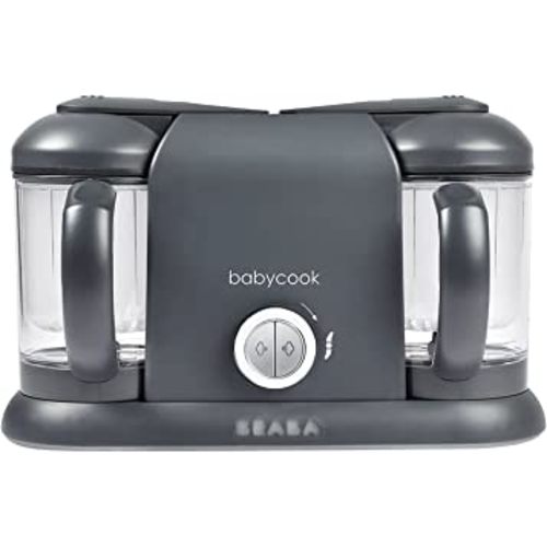BEABA Babycook Duo 4 in 1 Baby Food Maker, Baby Food Processor, Baby Food Blender, Baby Food Steamer, Make Fresh Homemade Baby Food at Home, 9.1 Cup Capacity, Makes 54 Servings in 20 Mins, Charcoal