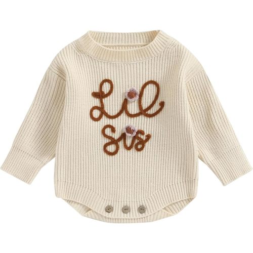 Amazon.com: VISGOGO Big Little Sister Matching Sweater Baby Girls Knitted One-Piece Outfits Toddler Brother Sweatshirt Clothes (Beige-Lil Sis, 0-3 Months): Clothing, Shoes & Jewelry