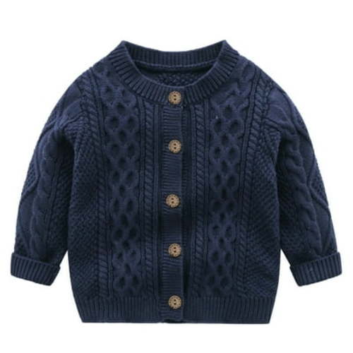 Annhoo Baby Boys Girls Cardigan Sweaters Fall Winter Long Sleeve Button down Knitwear Infant Cute Crewneck Outwear