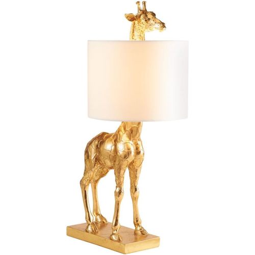 Creative Co-Op Gold Giraffe Lamp with Linen Shade