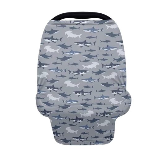Coldinair Shark Baby Car Seat Covers for Boys Girls Multi-use Cover Baby Carseat Canopy Cow Print Nursing Cover for Breastfeeding