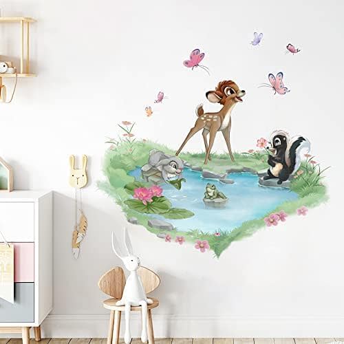 Runtoo Deer Wall Stickers Forest Animals Wall Decals for Girls Bedroom Kids Baby Nursery Home Decor