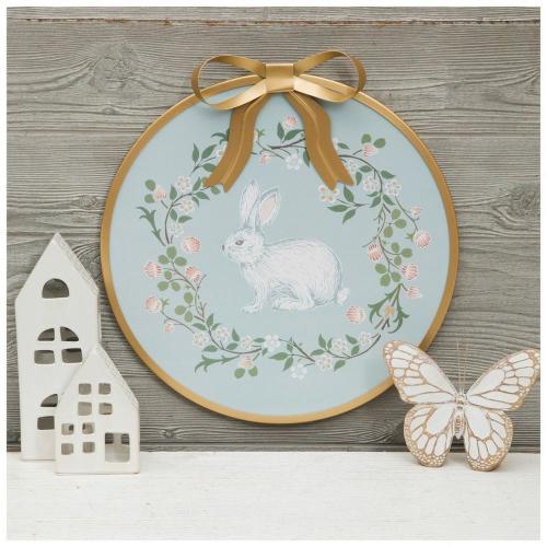 Bunny Wreath Wood Wall Decor
