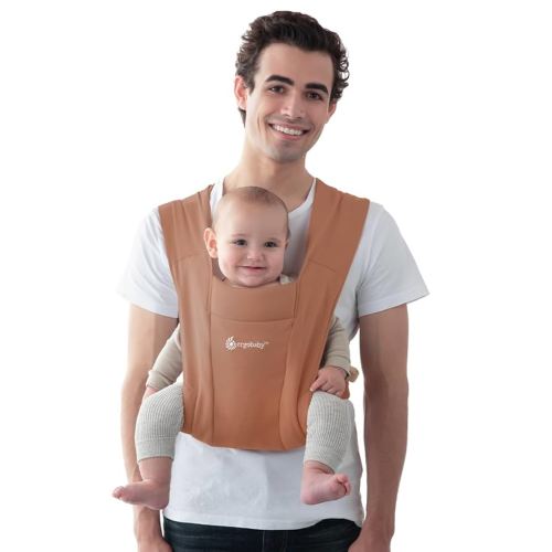 Ergobaby Embrace Baby Carrier Newborn to Toddler - Breathable Baby Carriers for Summer - Cozy Essentials (7-25 Pounds), Ponte Knit, Canyon Clay