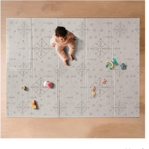 Nuby Reversible Baby Floor Mat - Foldable and Lightweight Infant Play Mat - Easy Storage and Travel - Gray Moon and Arrows