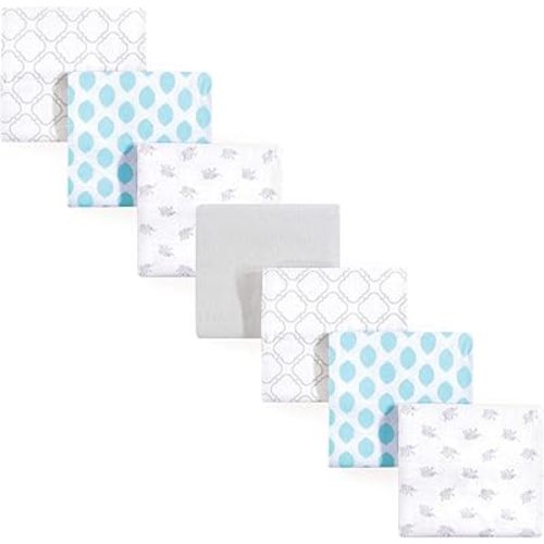 Luvable Friends Unisex Baby Cotton Flannel Receiving Blankets, Elephant 7-Pack, One Size