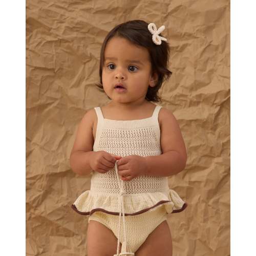 Crochet Ruffle Romper Natural
