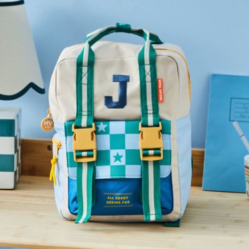 My Kids Personalized Dream Team Checkerboard Grab Handle Medium Backpack