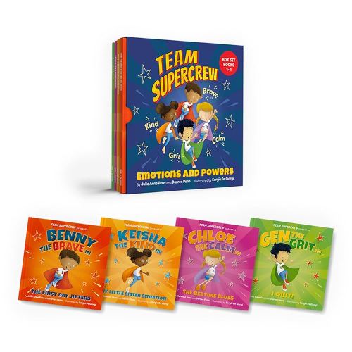 Team Supercrew - Emotions and Powers - 4 Book Box Set (books 1-4): Help kids through big emotions (anger, fear, frustration, sadness). Discover the power to be brave, be kind, be calm, and have grit!