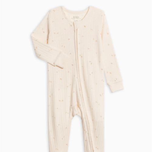 Maya Brushed Back Pointelle Footed Zipper Sleeper