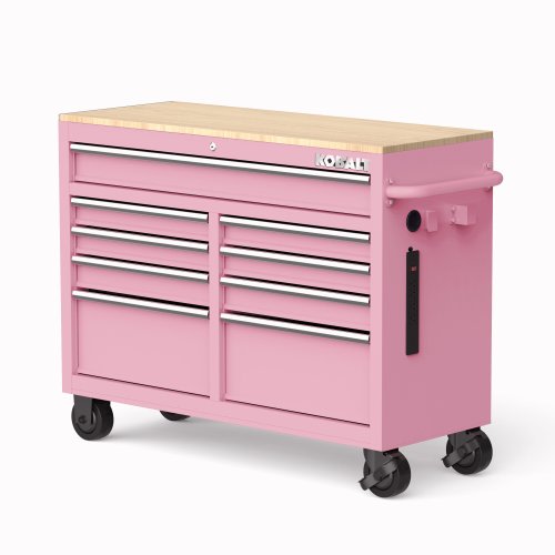 Kobalt 46.1-in L x 37.2-in H 9 -Drawers Rolling Pink Wood Work Bench