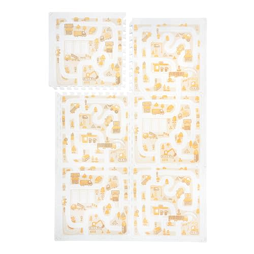PopsyKosy Premium Baby Foam Play Mats - Stylish Floor & Exercise Puzzle Mat for Toddlers and Kids- 6 Soft, Non-Toxic, Odorless, Peel-Resistant Foam Tiles - 6ft x 4ft - 0.5” inch Thick, Warm Beige