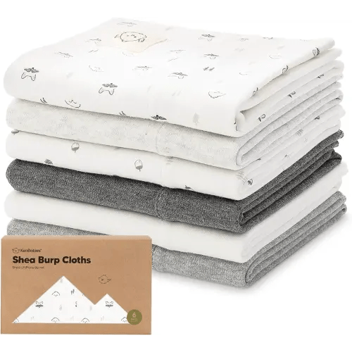 Organic Burp Cloths Baby Girl, Boy - 6-Pack Large Baby Burp Cloths, Super Absorbent Burping Cloths for Babies, Soft & Plush Cotton Burp Cloth, Spit Up Burp Rags, Newborn Burp Clothes (Neutrals)