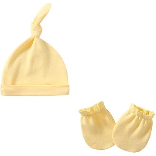 Newborn Hat and Mittens Soft Newborn Hats for Girls and Boys Set Cute Baby Girl Caps 0-6 Months