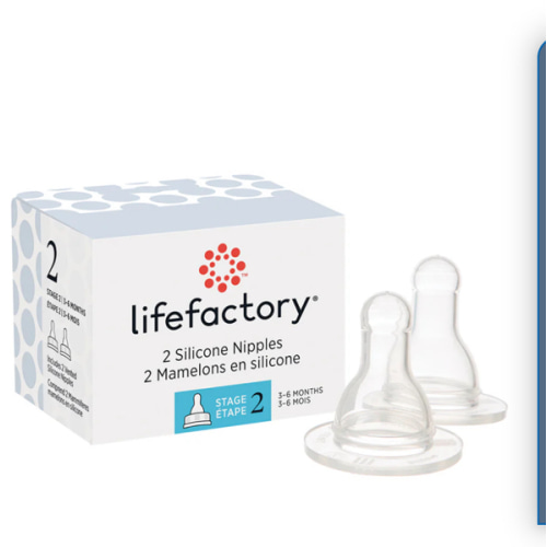 Silicone Nipples Stage 2 for 4oz and 9oz Glass Bottles-2 pack