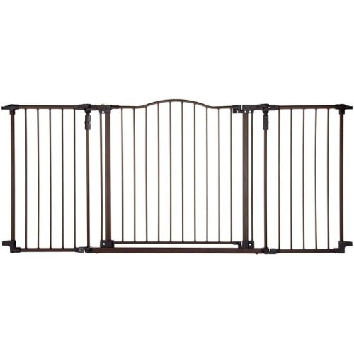 Toddleroo by North States 72” wide Deluxe Décor Baby Gate: Sturdy safety gate with one hand operation. Extra wide baby gate. Hardware Mount. Fits 38.3 - 72” Wide. (30" Tall, Matte Bronze)