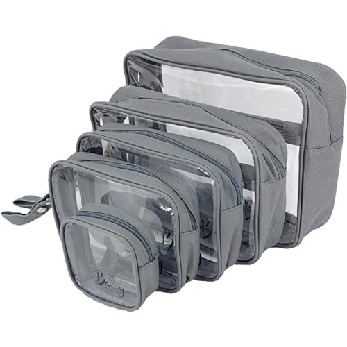 5 Piece Diaper Bag Organizer Pouch Set, Clear with Straps and Pacifier Case